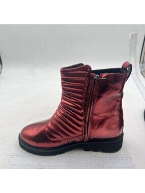 Women Comfortable Chunky Low Heeled Ankle Booties Round Toe Shoes Red Shoes